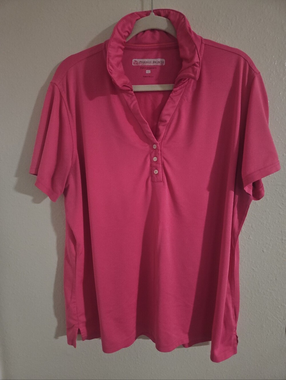 Pebble Beach Performance Golf Polo Shirt Pink Women's XXL Ruffle Collar